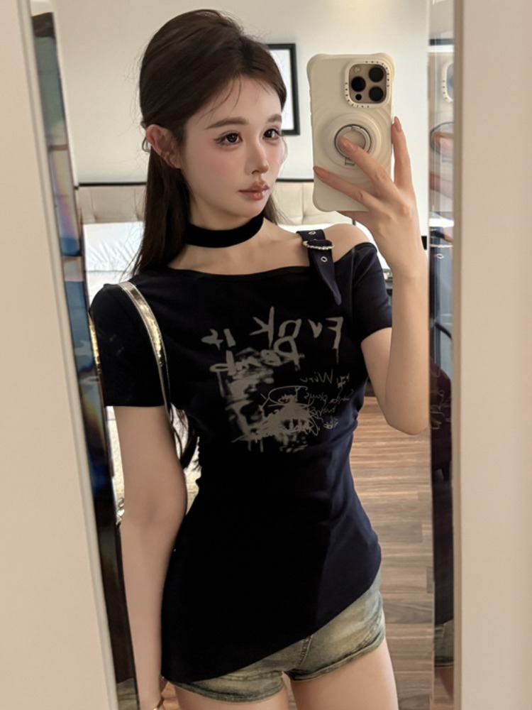 Modieus trendy schouderloos ko - T Shirt Tight Fit recensie en prijs