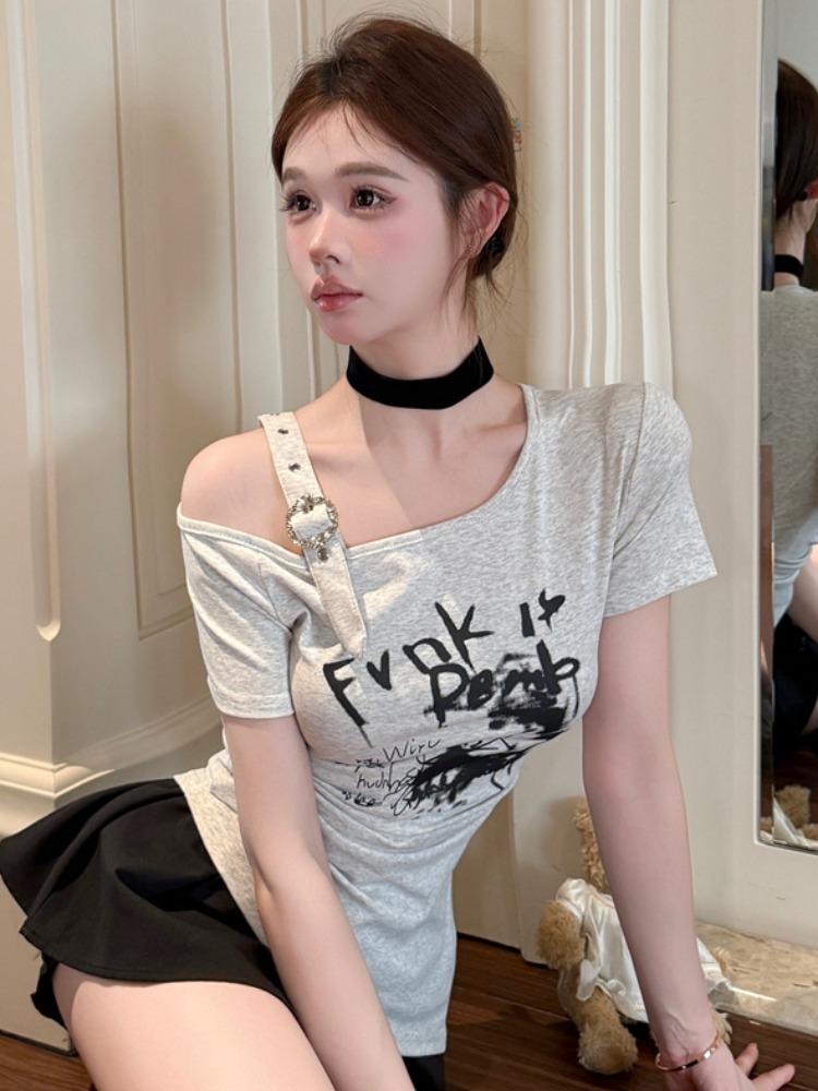 Modieus trendy schouderloos ko - T Shirt Tight Fit recensie en prijs